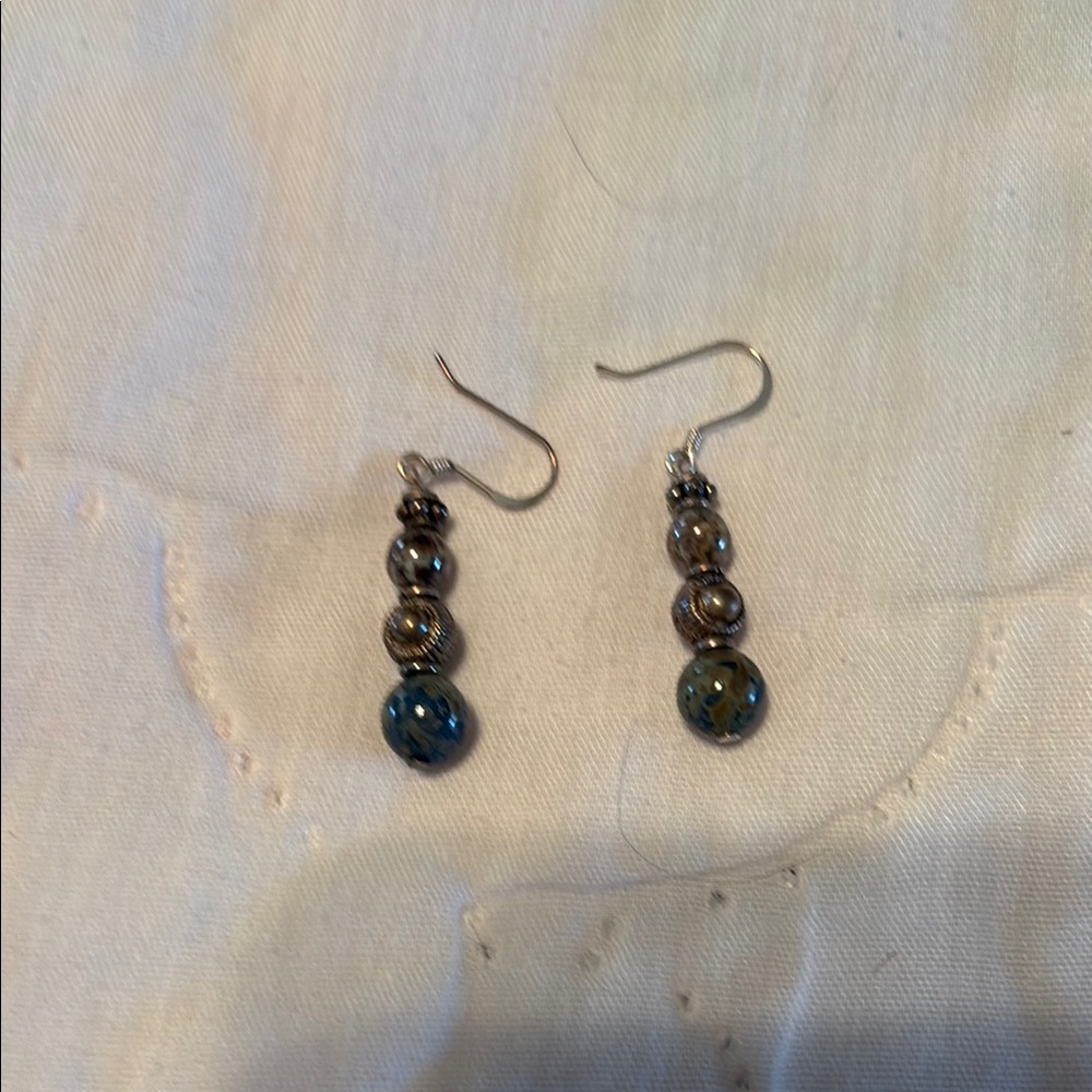 Elegant Blue Beaded Earrings